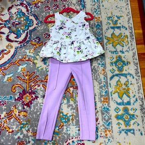 Janie and Jack matching girls leggings and ruffle top with bow set